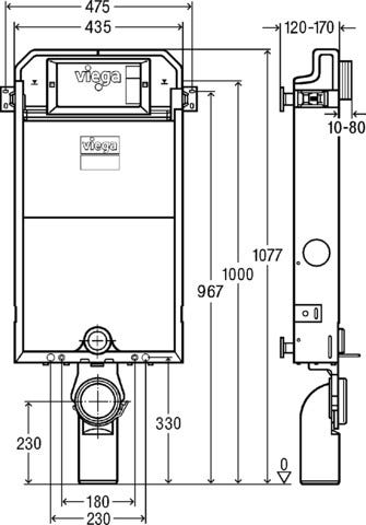 Viega WC Block 3H Prevista Pure 8512 in 1070 mm Stahl verzinkt