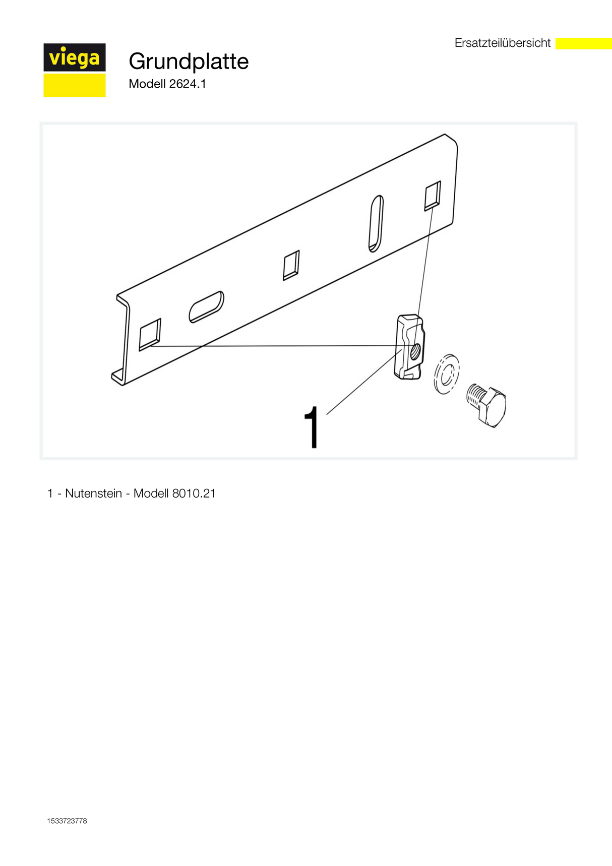Viega Grundplatte für Ein- und Zweistutzenzähler, Stahl verzinkt, Modell 2624