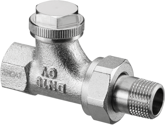 Rücklaufverschraubung Combi 3 Durchgang DN 15, R 1/2 x Rp 1/2, PN 10, Rotguss, vernickelt