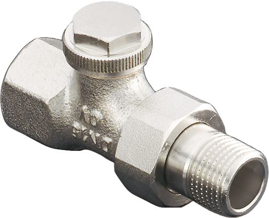 Rücklaufverschraubung Combi 3 Durchgang DN 15, R 1/2 x Rp 1/2, PN 10, Rotguss, vernickelt