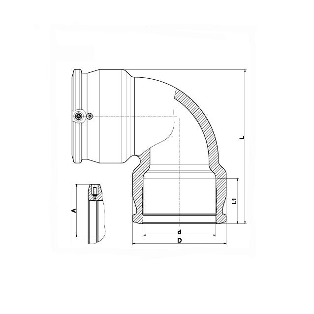 Winkel 90° PE 100 d 110 Gas 10 bar Wasser 16 bar