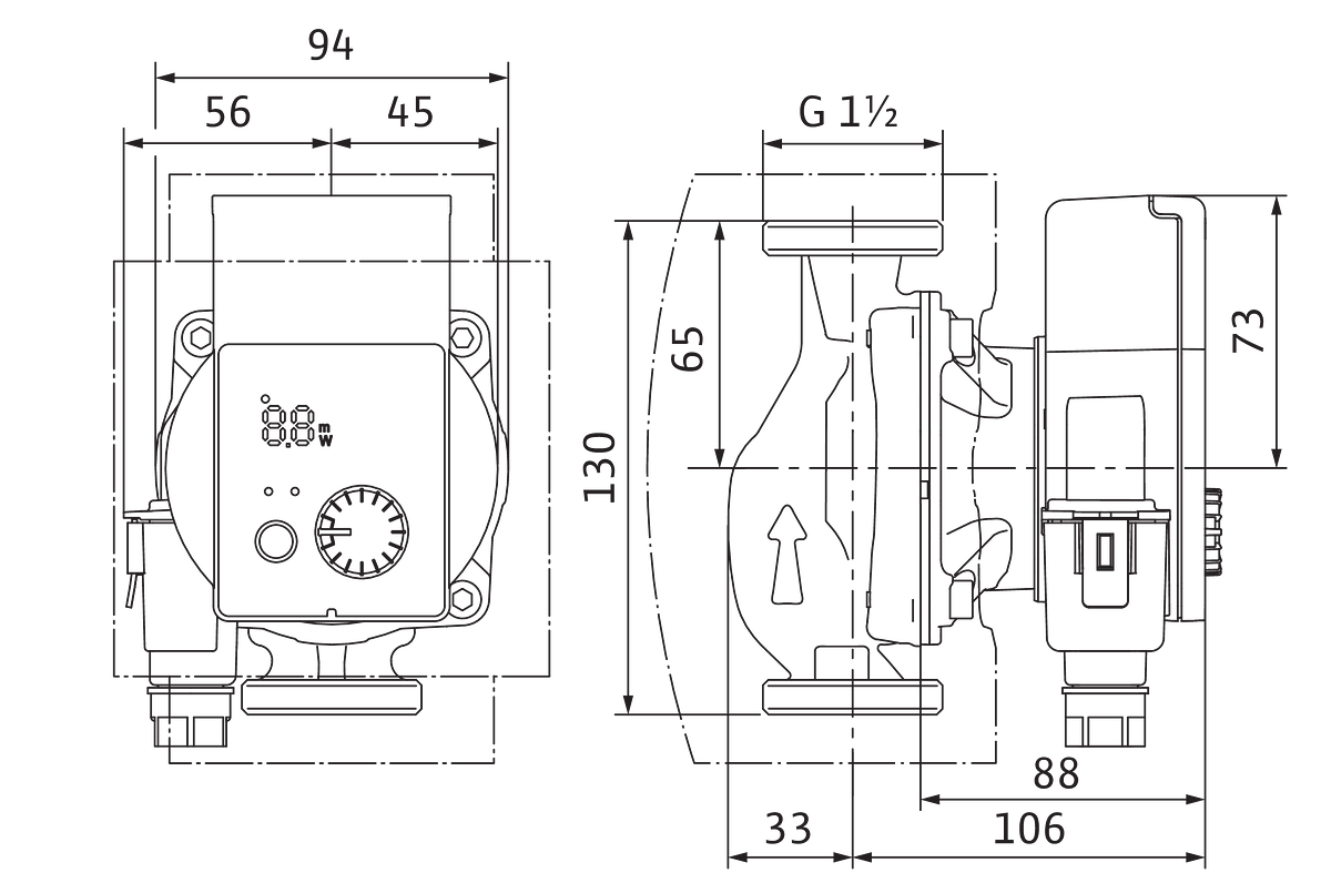 Yonos PICO plus, G 1½ (PN 10) Anschluss, Leistung