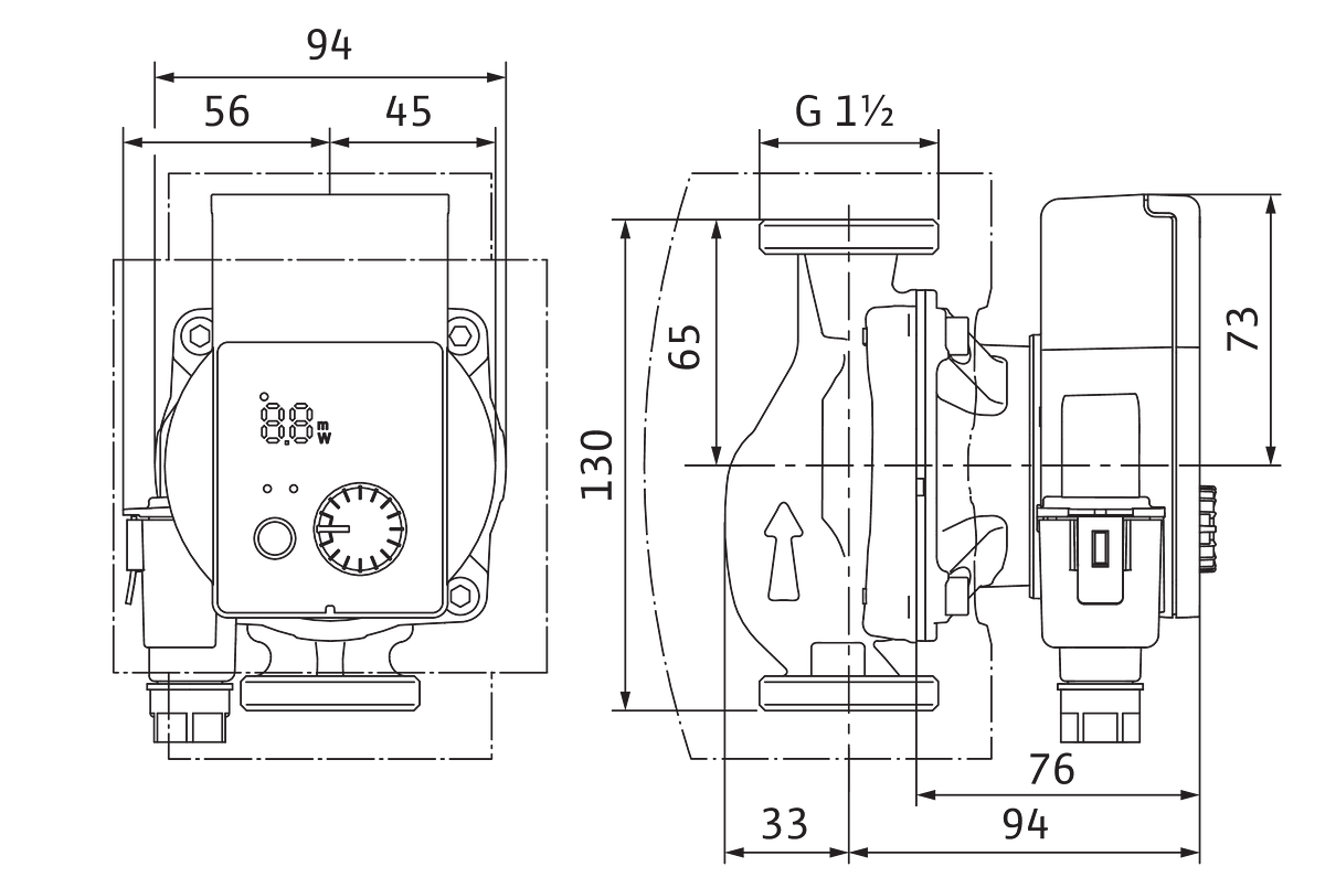 Yonos PICO plus, G 1½ (PN 10) Anschluss, Leistung