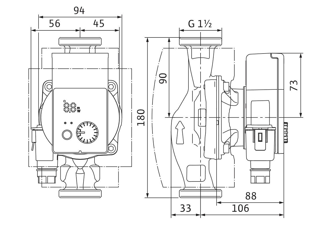 Yonos PICO plus, G 1½ (PN 10) Anschluss, Leistung