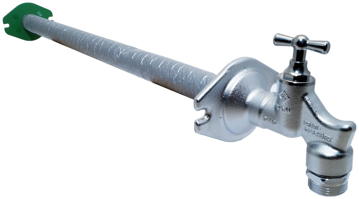 AIPS SEPP Eis frostsicheres Außenwandventil mit Knebelgriff Oberteil 8041 R1/2 x G3/4 (DN15) Messing verchromt, mit Volumenkompensator, Rückflussverhinderer, Rohrbelüfter und Schlauchverschraubung. T-max. = 90 C, PN10