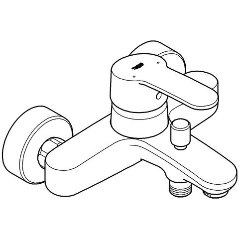 GROHE Einhand-Wannenbatterie Eurostyle Cosmopolitan 33591_2, Wandmontage, eigensicher, chrom