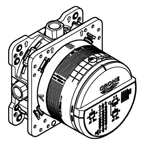 GROHE Universal Unterputz-Einbaukörper Rapido SmartBox 35604, DN 15, für Nass- und Trockenausbau, 3 Abgänge 1/2'', 2 Zuläufe unten, 1/2'', Einbautiefe 75-105 mm, Professional Edition
