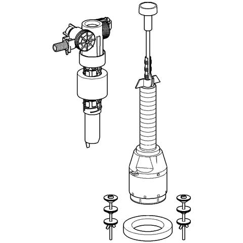 GROHE Austauschgarnitur 43907, für aufgesetzte Keramik-Spülkästen, mit Füllventil, Servo-Ablaufventil