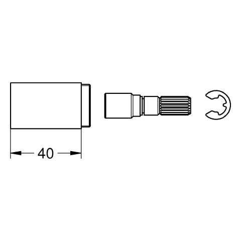 GROHE Verlängerungsset 06428, 40 mm, für UP-Ventile 3/4'', 1'', 1 1/4'' und Mehrwege-Umstellungen, 1/2'', chrom