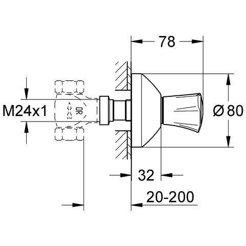 GROHE Unterputz-Ventil Oberbau Costa, Einbauteil, Metallgriff, Chrom