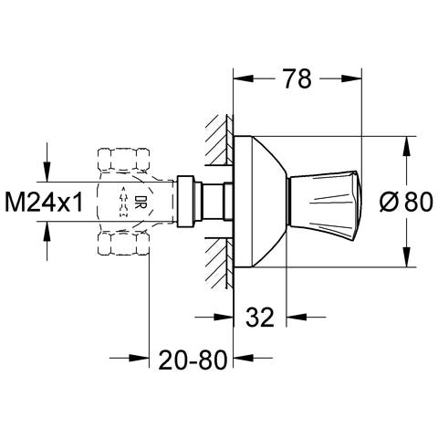 GROHE Unterputz-Ventil Oberbau Costa, Einbauteil, Metallgriff, Chrom