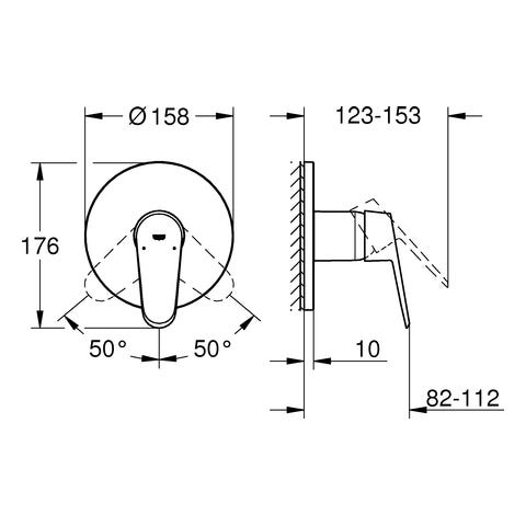 GROHE Einhand-Brausebatterie Eurodisc Cosmopolitan 24055_2, Fertigmontageset für Rapido SmartBox, chrom