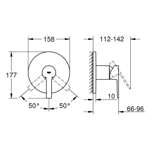 GROHE Einhand-Brausebatterie Lineare 24063_1, Fertigmontageset für Rapido SmartBox, chrom