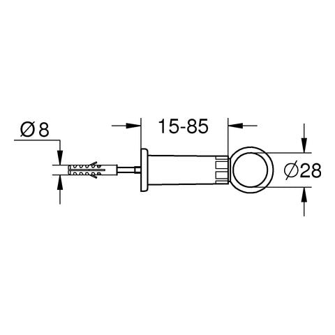 GROHE Spülrohrschelle 37132, für Spülrohr Ø 28 mm, für Wandabstand 15 - 85 mm, chrom
