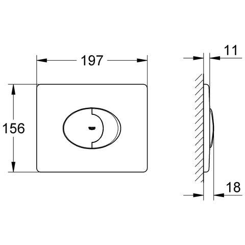 GROHE WC-Betätigung Skate Air, 2-Mengen- und Start & Stopp-Betätigung, 156 x 197 mm, pneumatische Betätigung