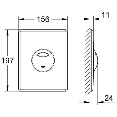 GROHE WC-Betätigung Skate 38862, 2-Mengen- und Start & Stopp-Betätigung, pneumatisch, 156 x 197 mm, senkrechte und waagerechte Montage