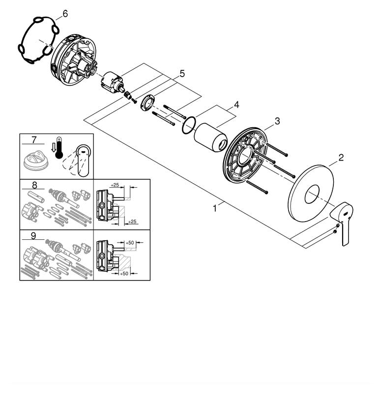 GROHE Einhand-Brausebatterie Lineare 24063_1, Fertigmontageset für Rapido SmartBox, chrom
