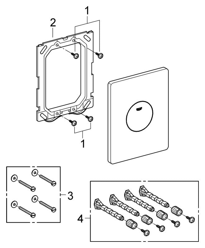 GROHE WC-Betätigung Skate 37547, 156 x 197 mm, senkrechte Montage, Druckknopfbetätigung