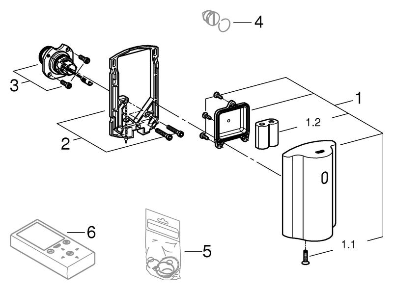 GROHE Umrüstelektronik Tectron 37751_1, Aufputz, für Urinal-Wandeinbauspüler 37 017 und DAL 509, 6 V Lithium-Batterie, Typ CR-P2, chrom