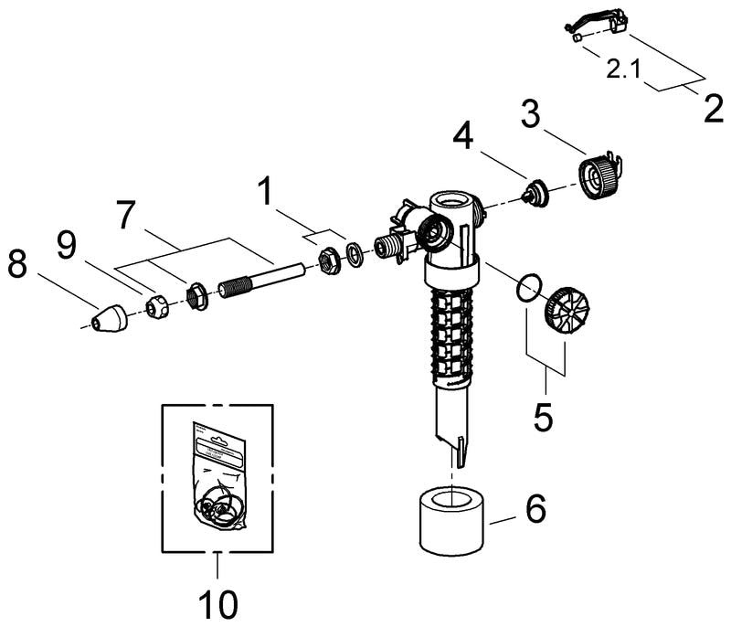 GROHE Füllventil 37092, mit Versatzausgleichsstück