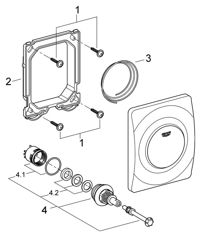 GROHE Urinal-Betätigung Surf 38808, 116 x 144 mm, Fertigmontageset für Rapido U oder Rapido UMB