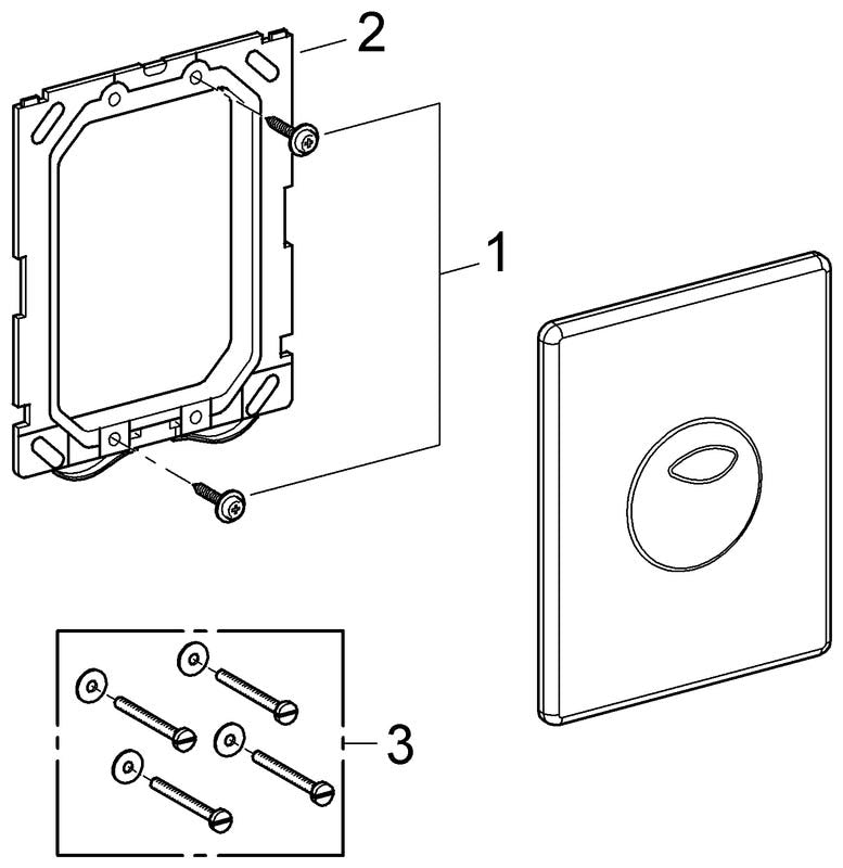 GROHE WC-Betätigung Skate 38862, 2-Mengen- und Start & Stopp-Betätigung, pneumatisch, 156 x 197 mm, senkrechte und waagerechte Montage