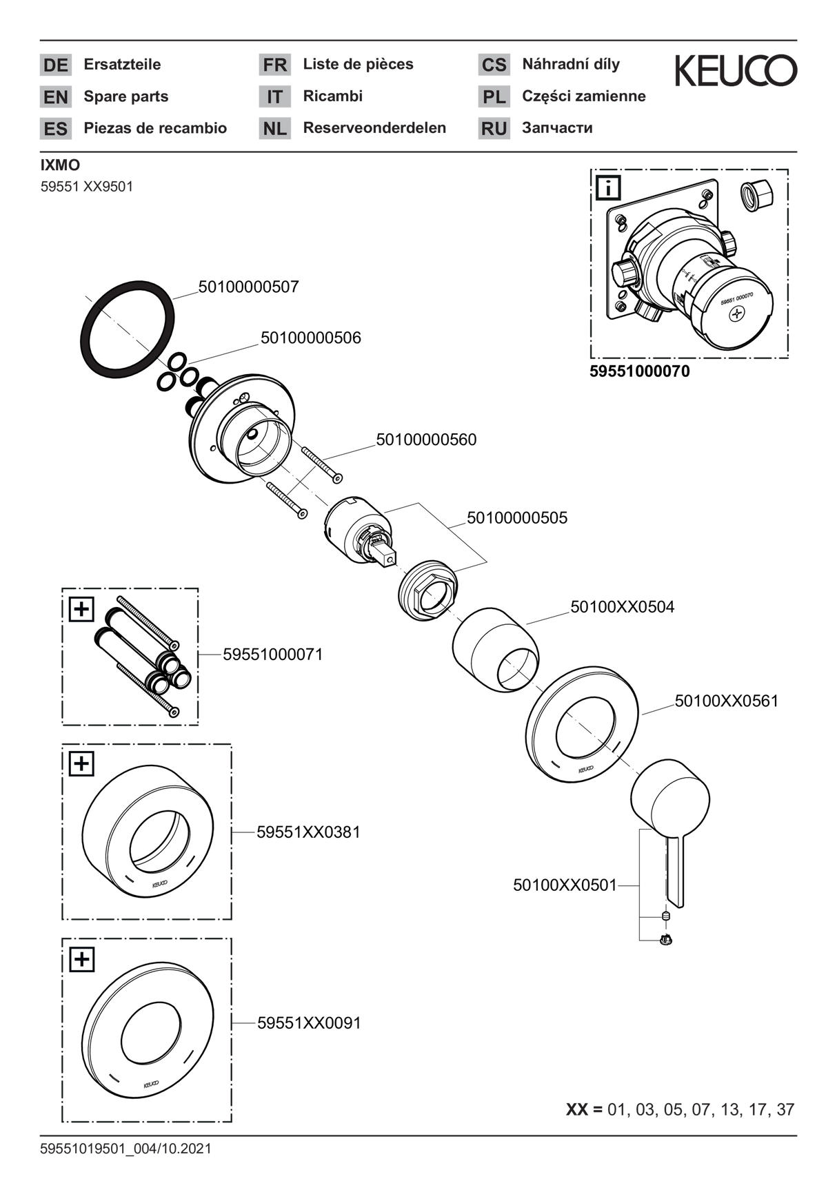 KEUCO IXMO Einhebelmischer UP DN15 mit runder Rosette/IXMO Pure verchromt