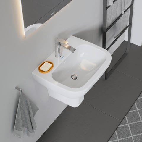 Duravit D-Code Waschtisch, weiß, Keramik, hängend, 1 Waschplatz, mit Überlauf