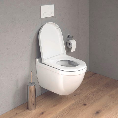 Duravit Starck 3 WC-Set wandhängend, weiß Hochglanz, Tiefspüler, mit WC-Sitz und Absenkautomatik