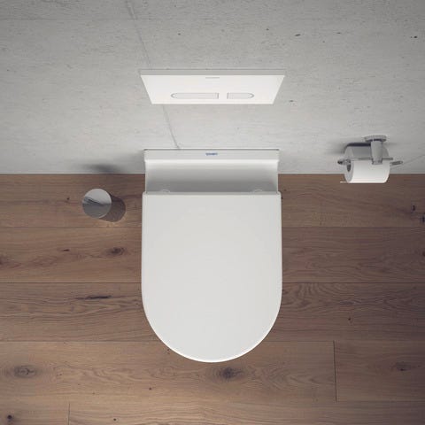 Duravit Starck 3 WC-Set wandhängend, weiß Hochglanz, Tiefspüler, mit WC-Sitz und Absenkautomatik
