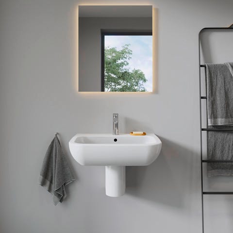 Duravit D-Code Waschtisch, weiß, Keramik, hängend, 1 Waschplatz, mit Überlauf