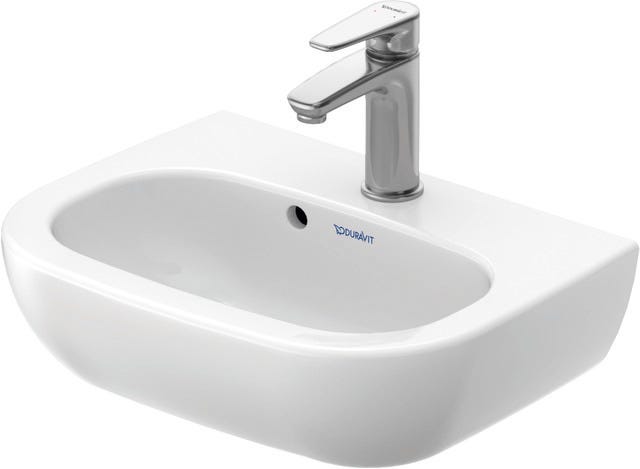 DU Handwaschbecken D-Code 450 mm mit ÜL, mit HLB, 1 HL, weiß