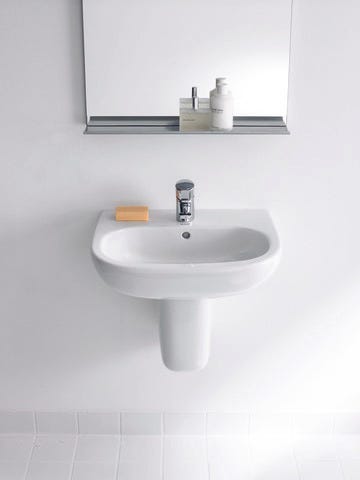 Duravit D-Code Waschtisch, weiß, Keramik, hängend, 1 Waschplatz, mit Überlauf