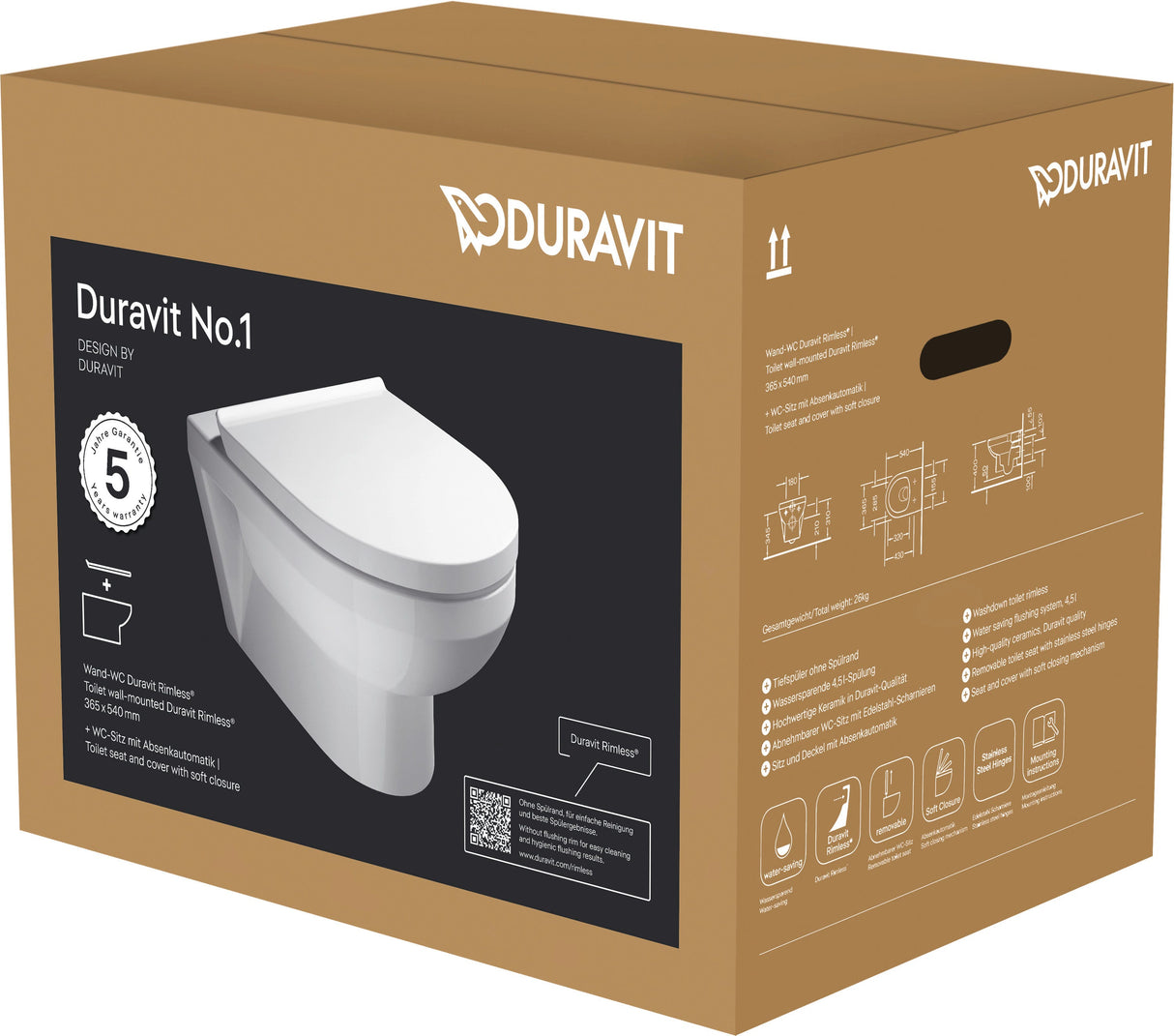 DU WWC-Set Duravit No.1, TS rimless weiß, inkl.WC-Sitz m.Absenkautomatik