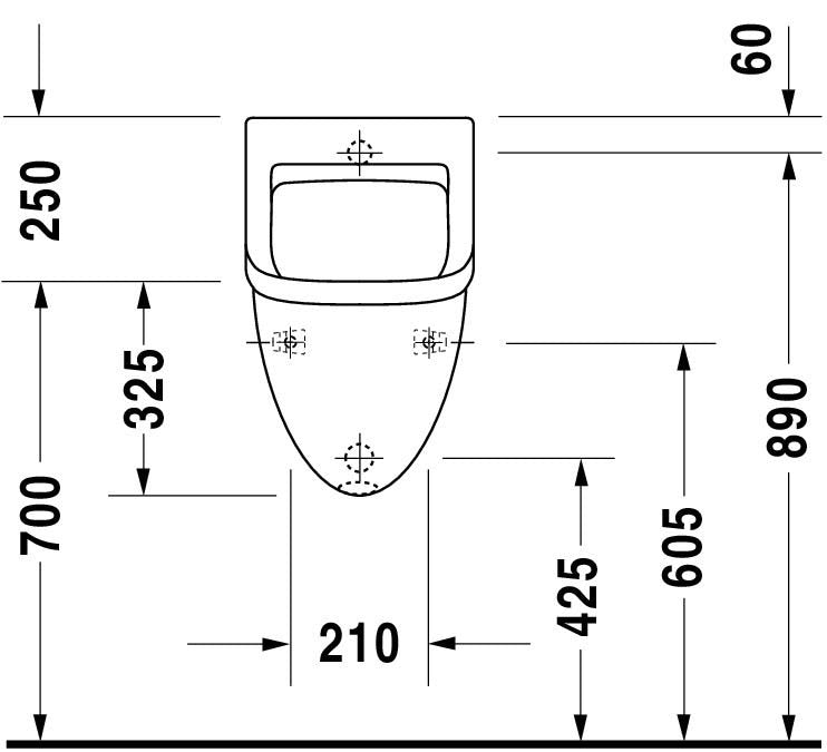 DU Urinal Starck 3, Zulauf von hinten absaugend, o.Deckel, o.Fliege, weiß
