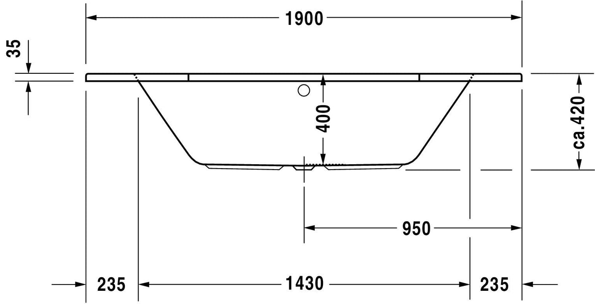 DU D-Code Badew. 6Eck 1900x900 Einbau Rückenschr.2 L/R, Weiß