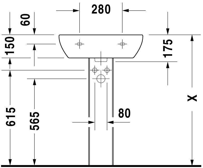Duravit D-Code Waschtisch, weiß, Keramik, hängend, 1 Waschplatz, mit Überlauf
