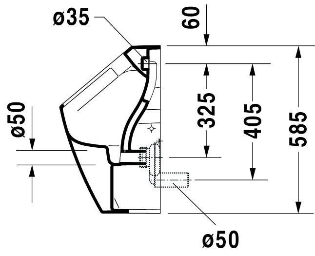 DU Urinal ME by Starck, Zulauf v.hinten rimless, ohne Fliege, weiß