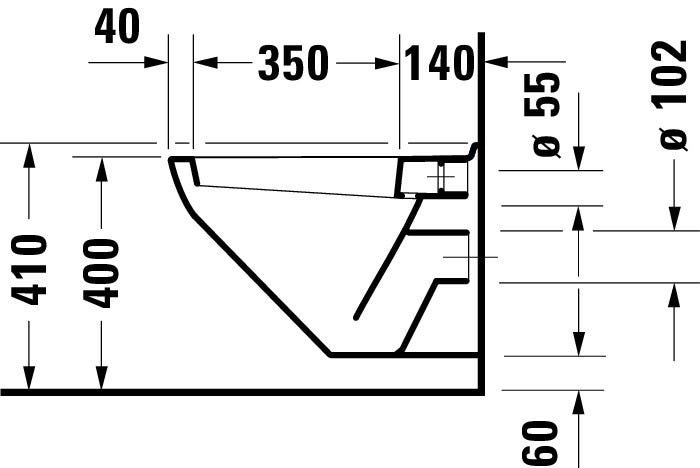 DU Wand-WC Design Classics Hornberg Tiefspüler, Wand, Keramik, glänzend, Spülwasser 6 l, Spülrand halb offen, Abgang waagerecht, S-förmiger Abfluss, Maße 530x360x340 mm