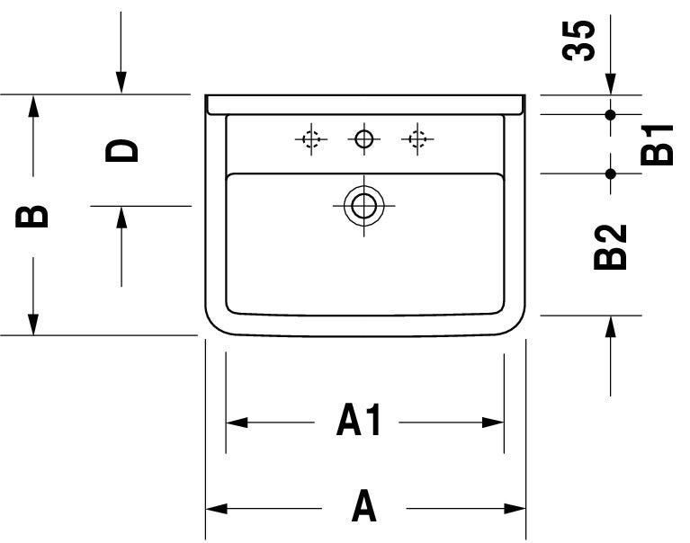 DU Waschtisch Starck 3 mit ÜL, mit HLB, 1 HL, weiß