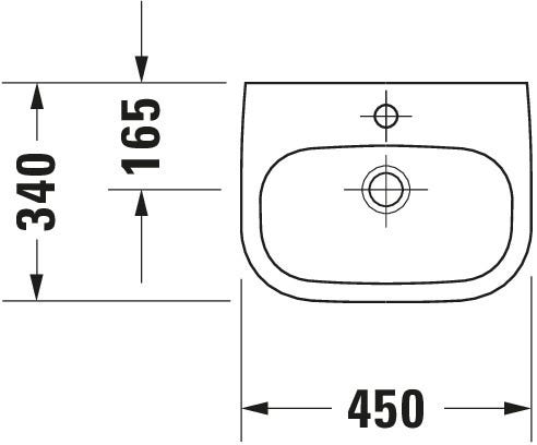 DU Handwaschbecken D-Code 450 mm mit ÜL, mit HLB, 1 HL, weiß