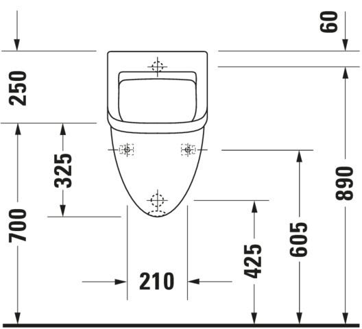 DU Urinal Starck 3, Zulauf von hinten absaugend, o.Deckel, o.Fliege, weiß