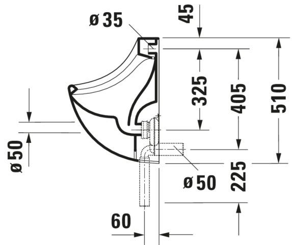 DU Design Classics Urinal Bill, Zul.v.h. absaugend, o.Deckel, o.Fliege, weiß