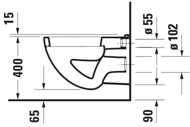 DU Wand-WC D-Code 540 mm Flachspüler, weiß