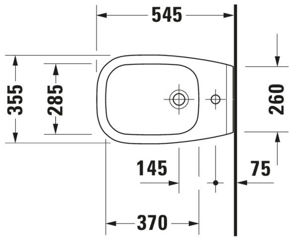 DU Wand-Bidet D-Code 545 mm mit ÜL, mit HLB, 1 HL, weiß
