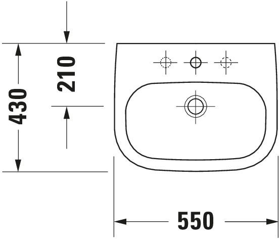 Duravit D-Code Waschtisch, weiß, Keramik, hängend, 1 Waschplatz, mit Überlauf