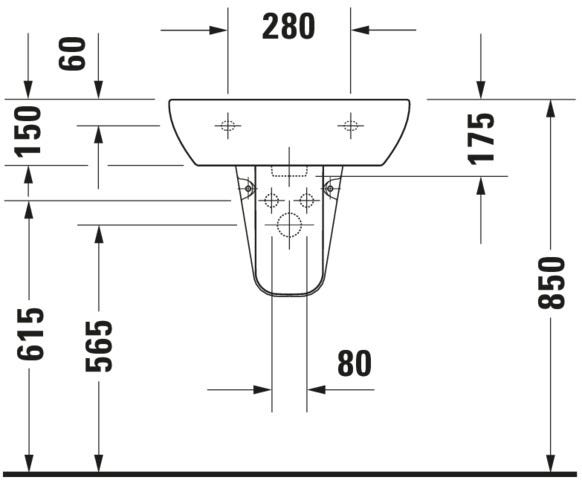 Duravit D-Code Waschtisch, weiß, Keramik, hängend, 1 Waschplatz, mit Überlauf
