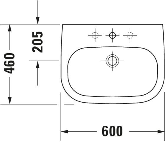 Duravit D-Code Waschtisch, weiß, Keramik, hängend, 1 Waschplatz, mit Überlauf