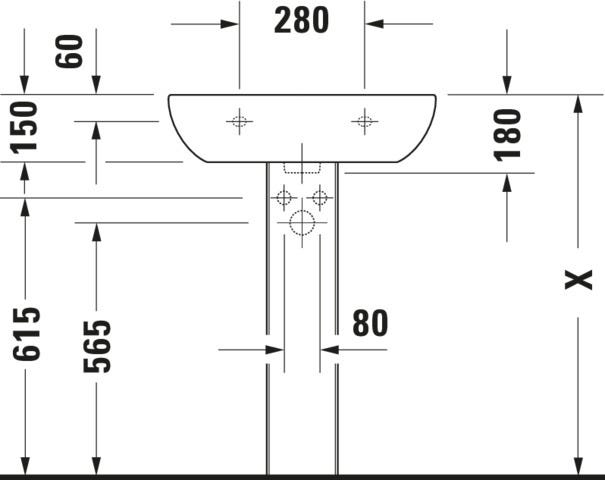 Duravit D-Code Waschtisch, weiß, Keramik, hängend, 1 Waschplatz, mit Überlauf