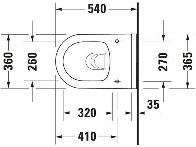 DU Wand-WC Starck 3 540 mm Tiefspüler, rimless, Durafix, weiß